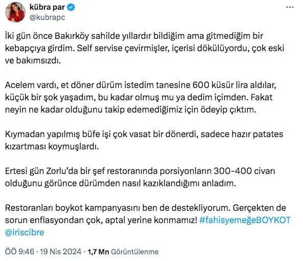 Kübra Par Restoran Isyanı