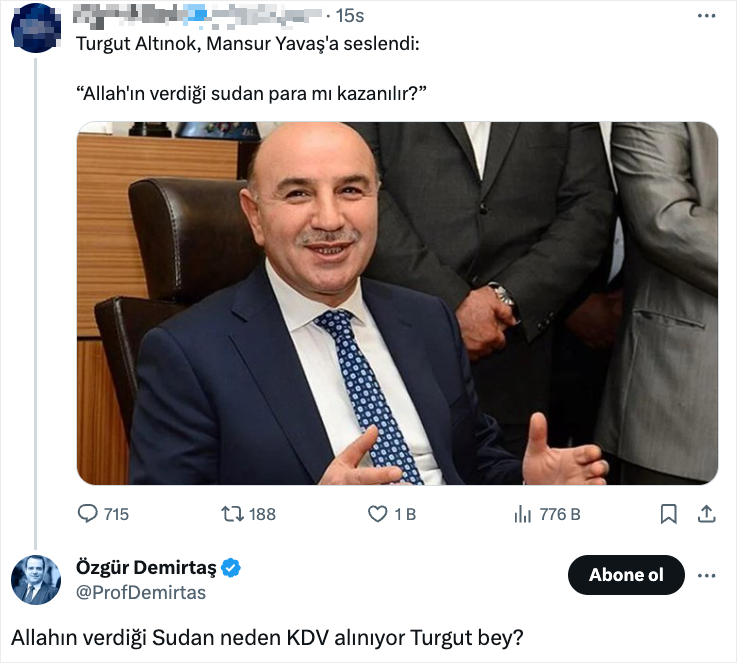 Özgür Demirtaş’tan Turgut Altınok’a Olay Cevap