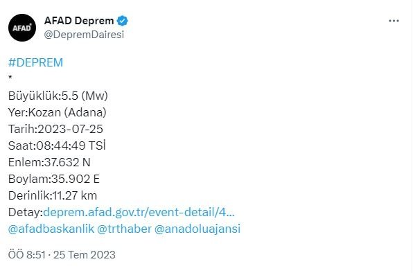 6728a9b92f607 0x0 adanada deprem cevre illerden hissedildi afad kandilli son depremler 1690264456140