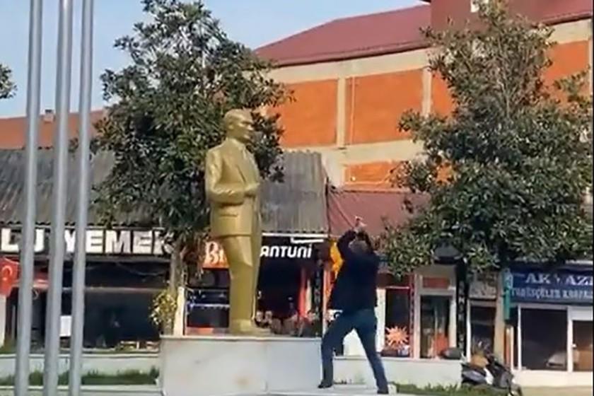 Atatürk heykeline saldıran kişi gözaltına alındı!