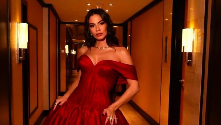 Demet Özdemir, Dubai’de düzenlenen DIAFA Ödül Töreni’nde! Kırmızı gelinliğiyle göz kamaştırdı