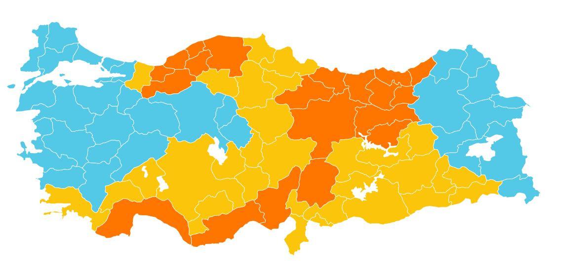 Türkiye geneli kar yağışı uyarısı haritası