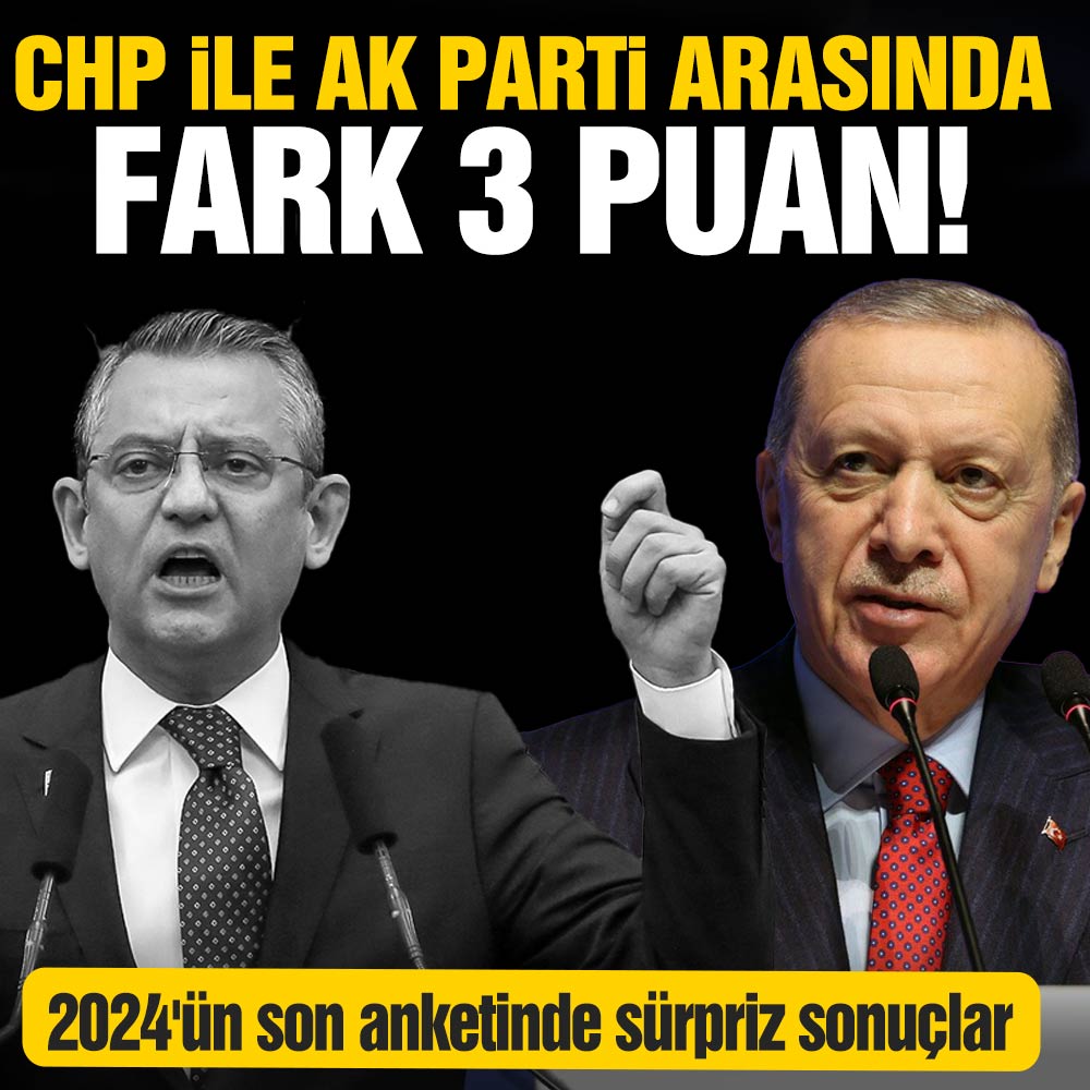 2024’ün son seçim anketinde sürpriz sonuçlar! AK Parti mi CHP mi önde? Arada 3 puan fark var