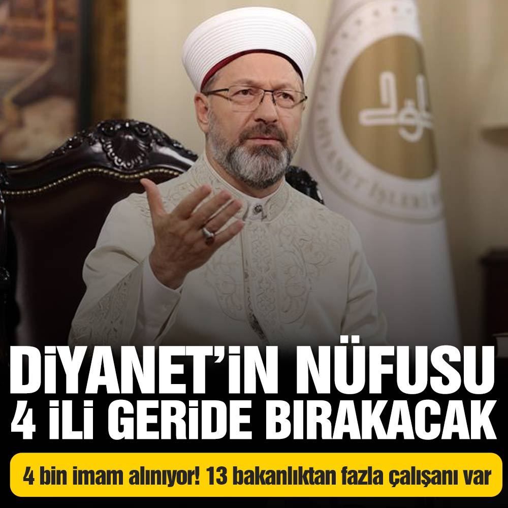 Diyanet’in nüfusu 4 ili geride bırakacak! 4 bin imam alınacak 13 bakanlıktan fazla çalışanı var